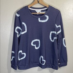 NWOT Christopher & Banks Blue Toe Dye Heart Sweatshirt